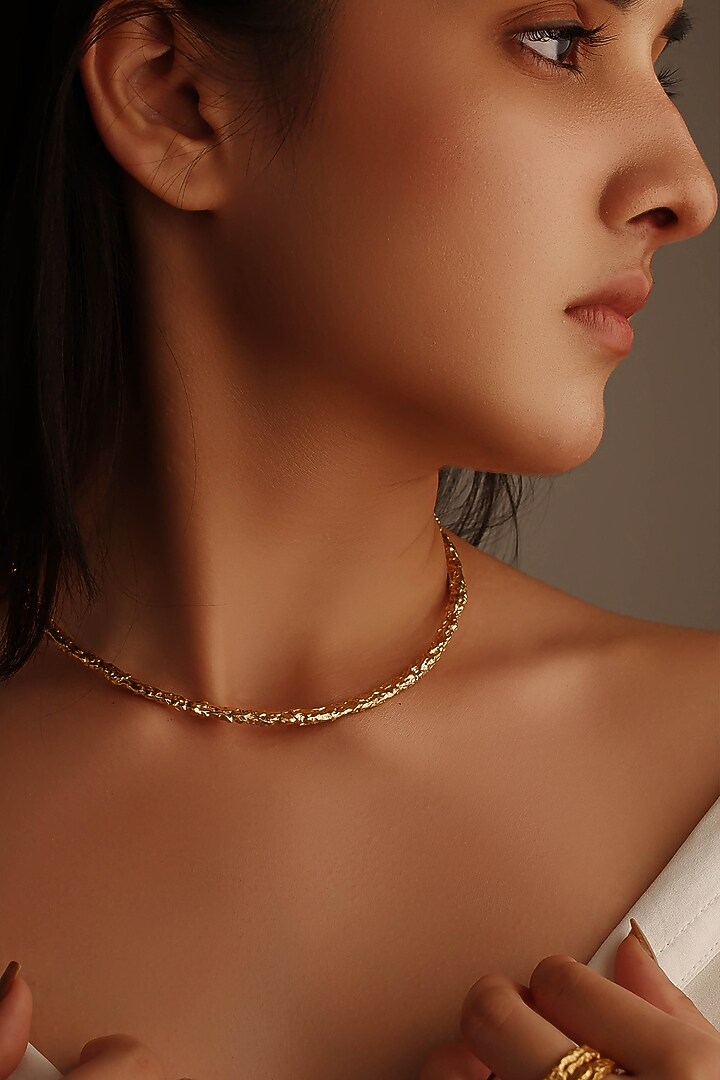 Gold Plated Handcrafted Choker Necklace by Aaree Accessories at Pernia's Pop Up Shop