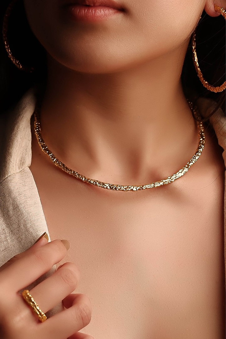 Gold Plated Handcrafted Choker Necklace by Aaree Accessories at Pernia's Pop Up Shop