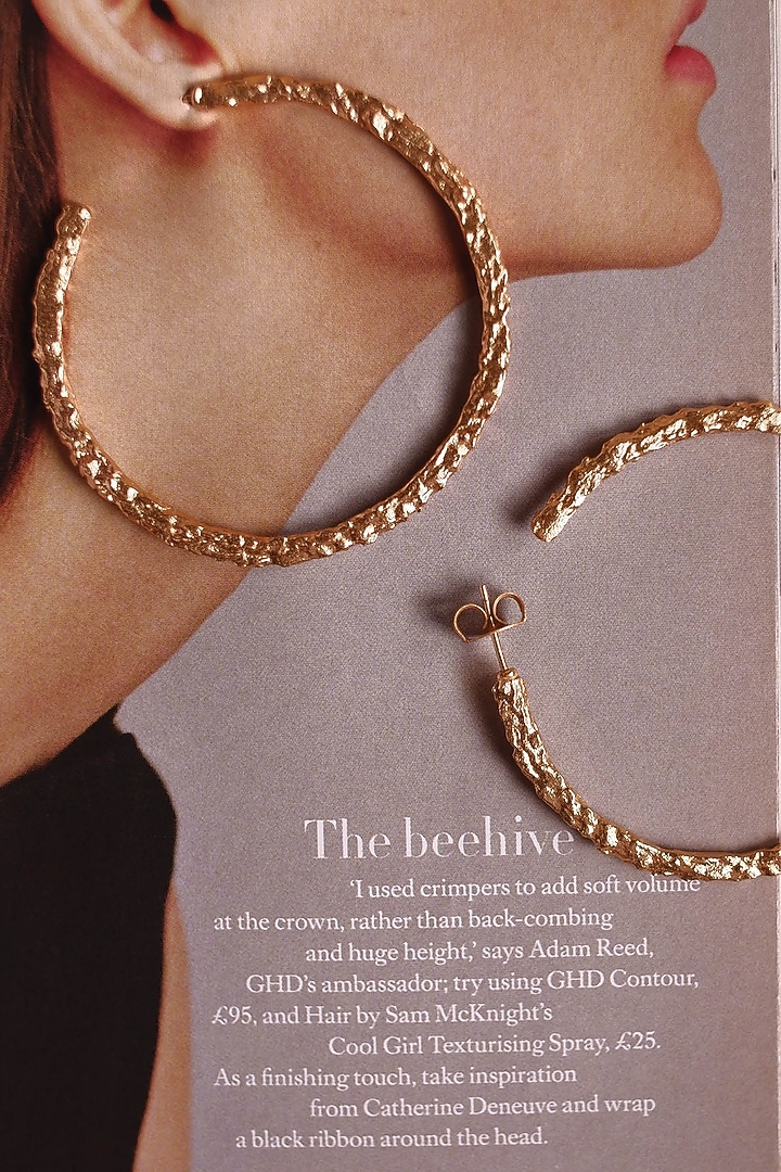 Gold Plated Hoop Handcrafted Earrings by Aaree Accessories at Pernia's Pop Up Shop