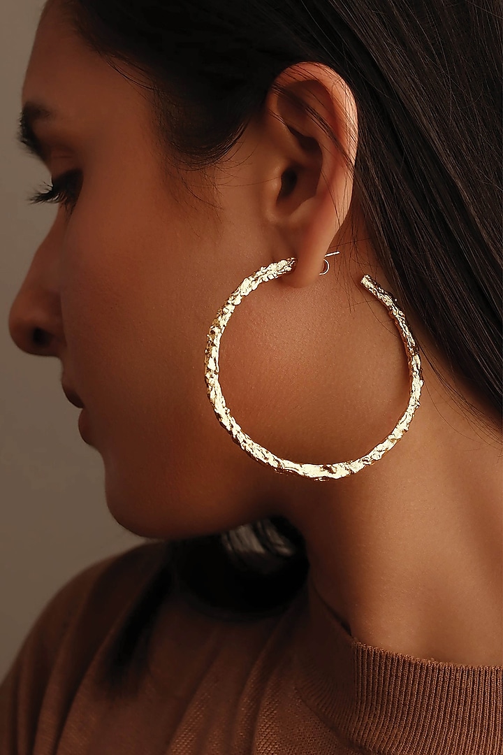 Gold Plated Hoop Handcrafted Earrings by Aaree Accessories at Pernia's Pop Up Shop