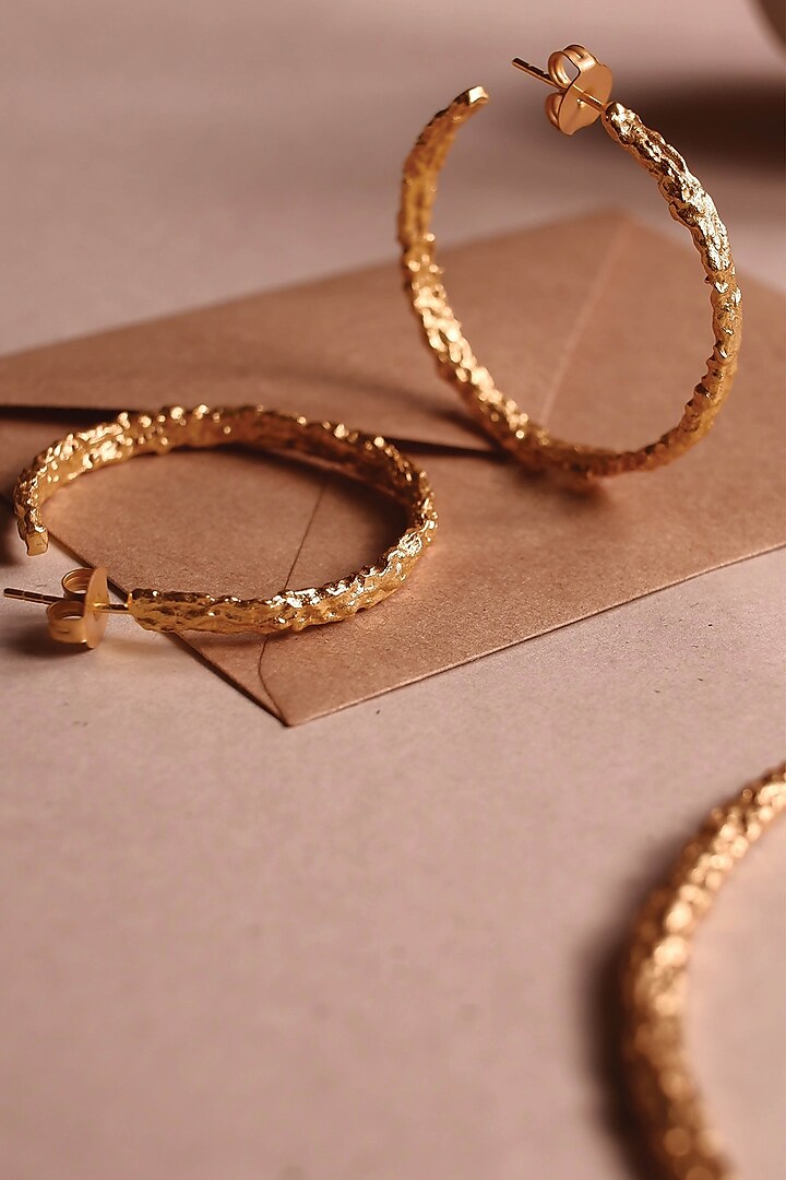 Gold Plated Hoop Handcrafted Earrings by Aaree Accessories