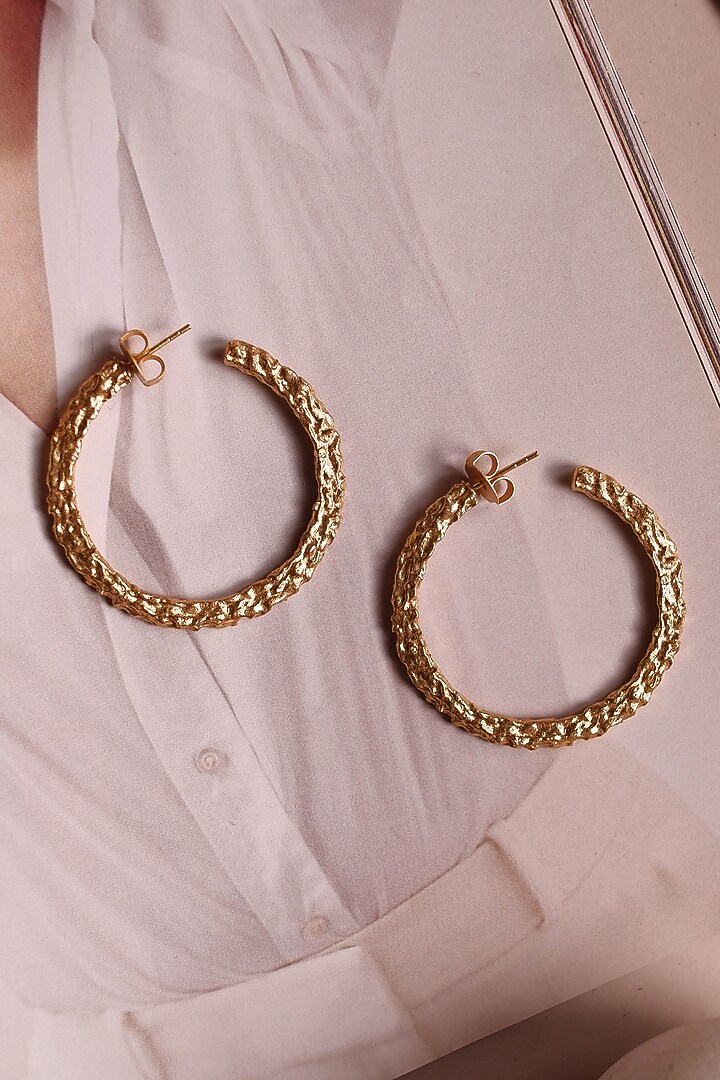 Gold Plated Hoop Handcrafted Earrings by Aaree Accessories at Pernia's Pop Up Shop
