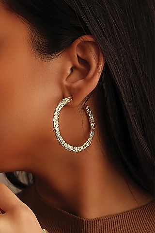 Gold Plated Hoop Handcrafted Earrings by Aaree Accessories
