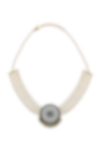 Two Tone Finish Blue Stone Choker Necklace by Aaree Accessories