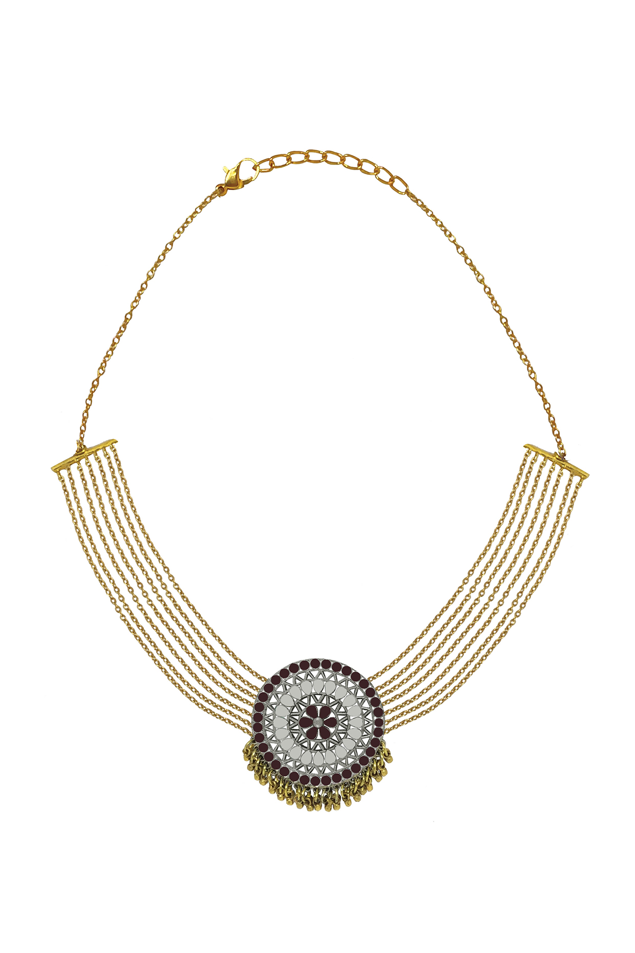 Two Tone Finish Red Stone Choker Necklace by Aaree Accessories