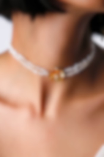 Gold Finish Handcrafted Pearl Choker Necklace by Aaree Accessories