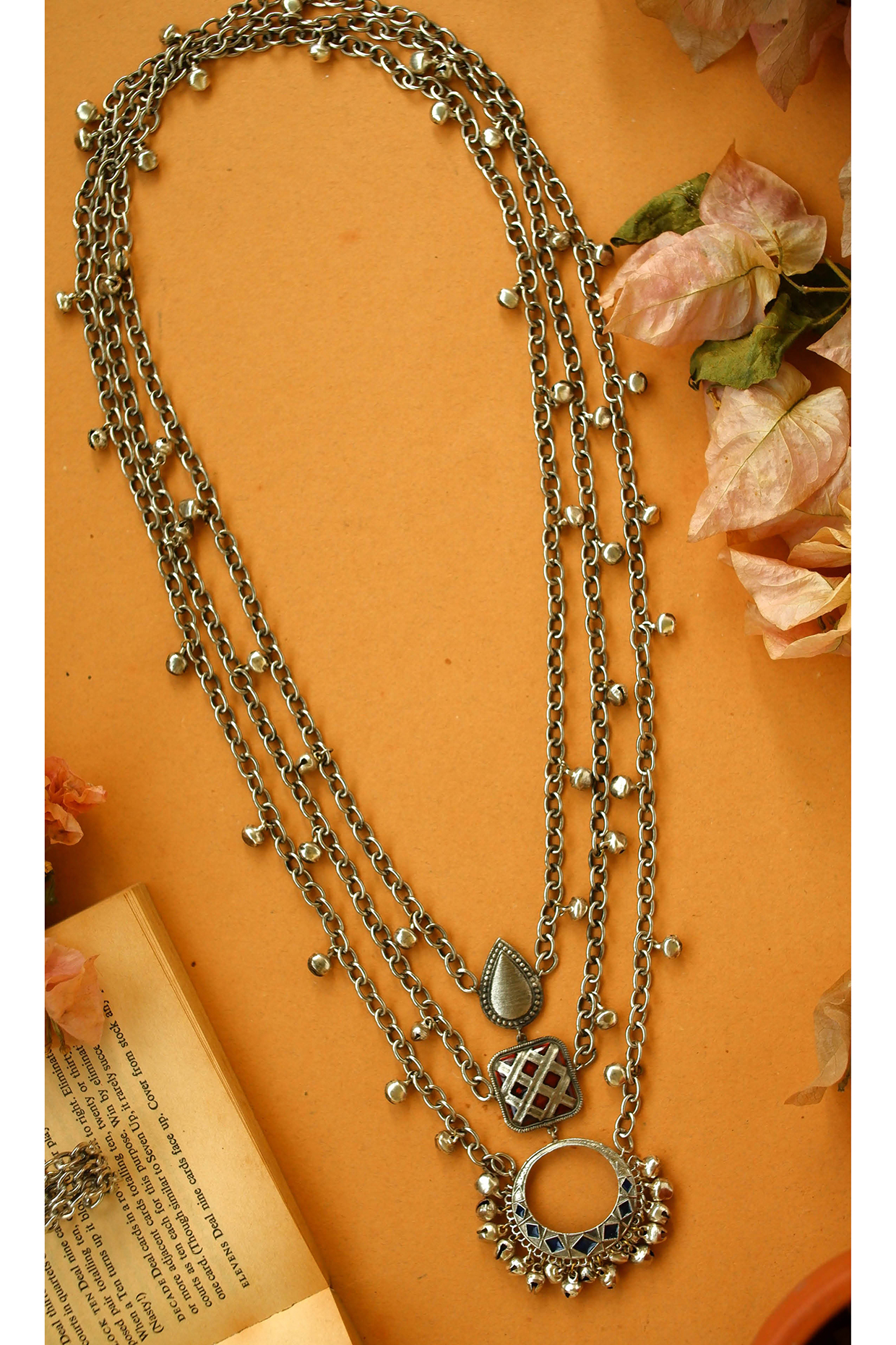 Two-Tone Finish Enamelled Long Necklace by Aaree Accessories