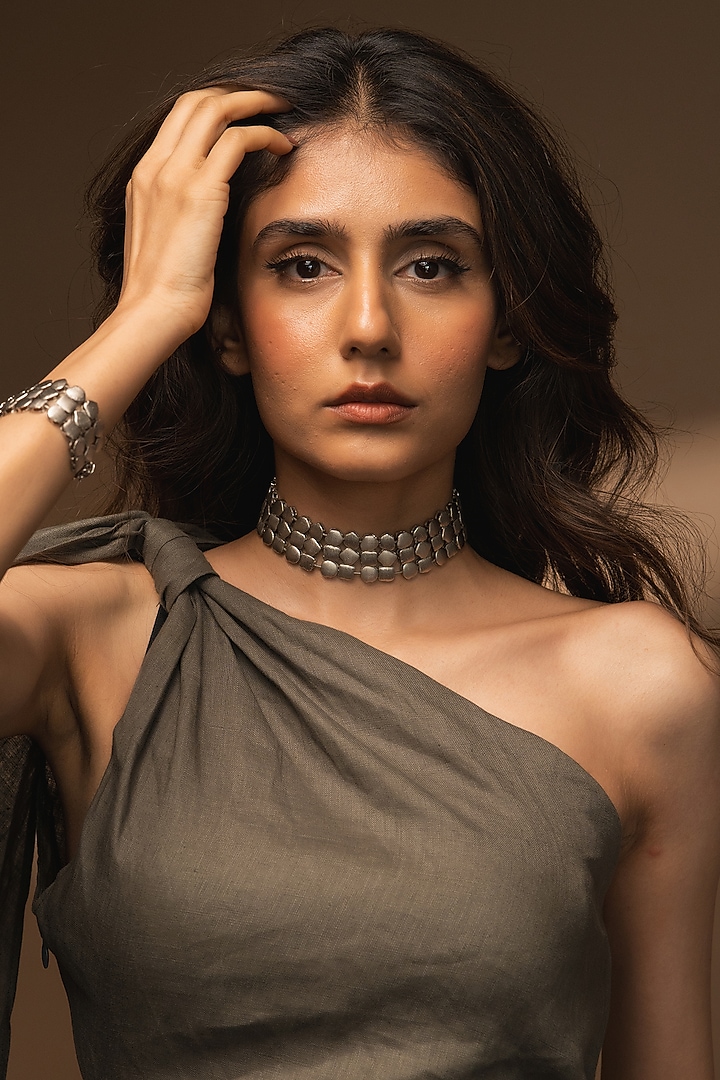 Silver Finish Tara Handcrafted Choker Necklace by Aaree Accessories at Pernia's Pop Up Shop