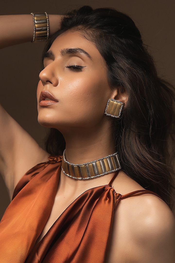 Two-Tone Plated Sitara Handcrafted Choker Necklace by Aaree Accessories