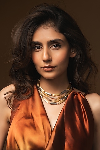 Two-Tone Plated Sitara Handcrafted Choker Necklace by Aaree Accessories