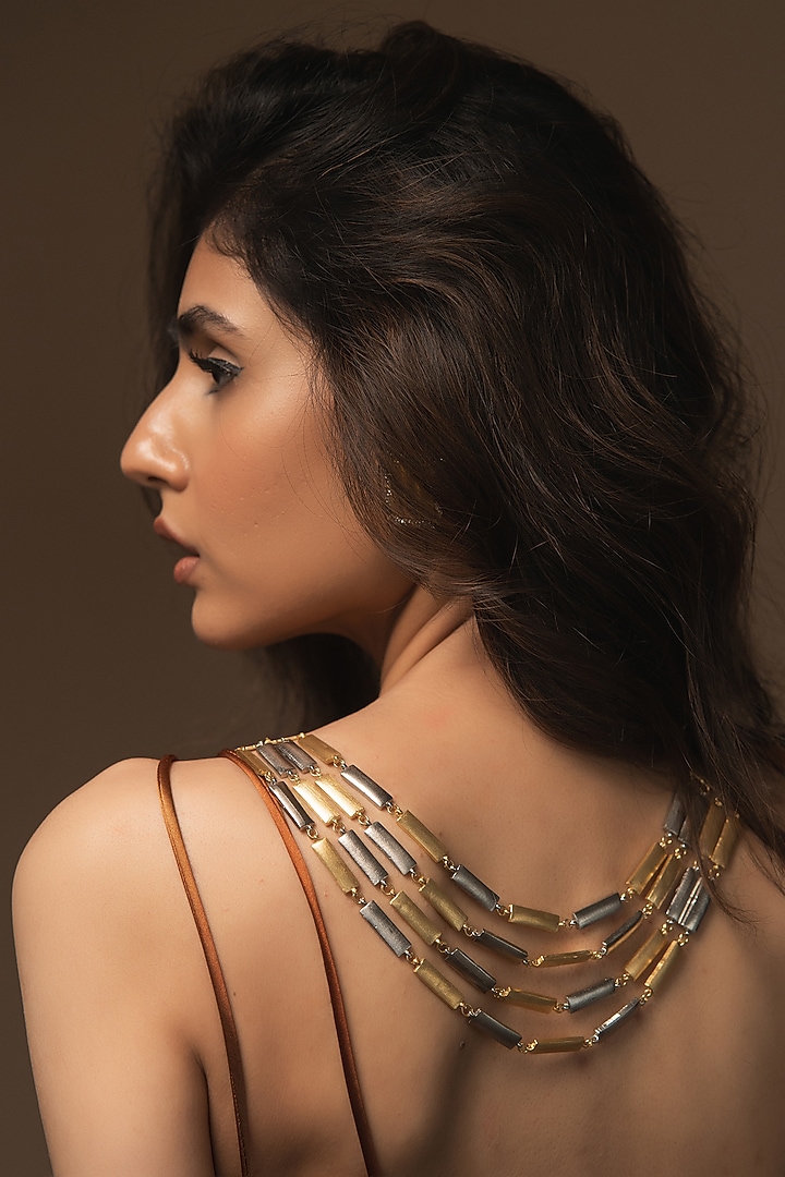 Two-Tone Plated Sitara Handcrafted Choker Necklace by Aaree Accessories at Pernia's Pop Up Shop