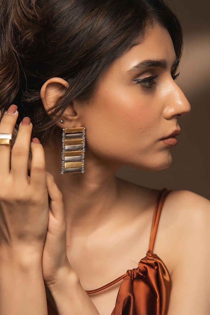 Two-Tone Finish Handcrafted Dangler Earrings by Aaree Accessories at Pernia's Pop Up Shop