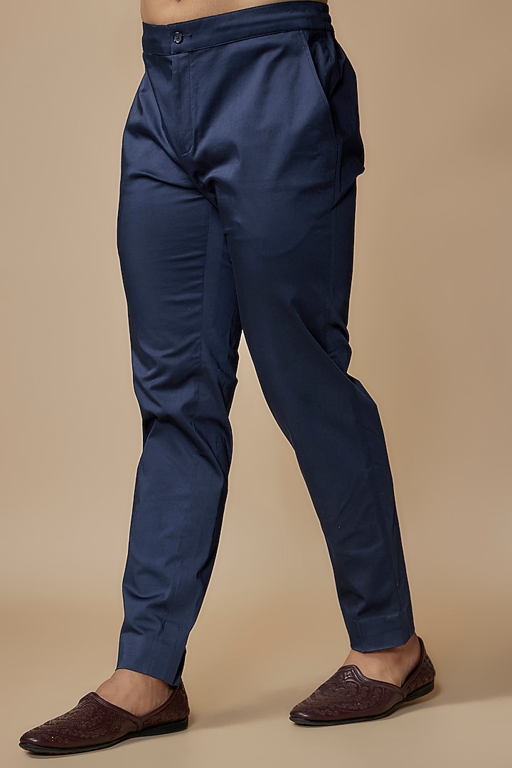 Blue Silk Georgette Embroidered Groom Bandhgala Set by ARJAN DUGAL at Pernia's Pop Up Shop