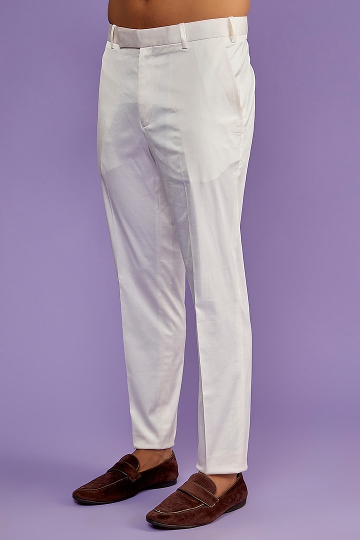 Ivory Cotton Silk Embroidered Wedding Bandhgala Set by ARJAN DUGAL at Pernia's Pop Up Shop