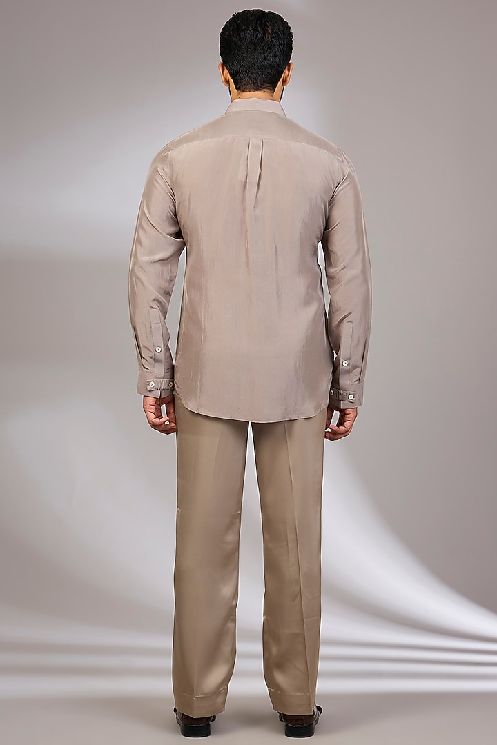 Copper Bronze Organza & Habutai Silk Groom Bandhgala Set by ARJAN DUGAL at Pernia's Pop Up Shop