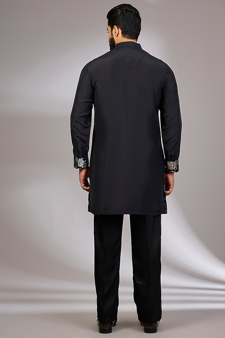 Black Organza & Habutai Silk Bundi Set by ARJAN DUGAL at Pernia's Pop Up Shop