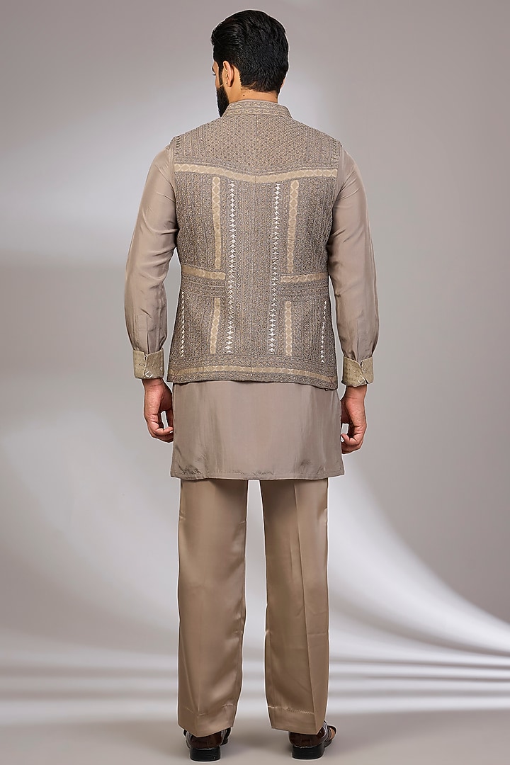 Copper Bronze Organza & Habutai Silk Bundi Set by ARJAN DUGAL at Pernia's Pop Up Shop