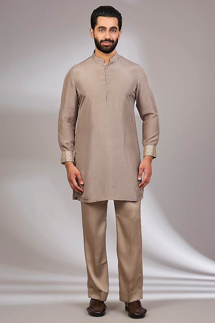 Copper Bronze Organza & Habutai Silk Bundi Set by ARJAN DUGAL at Pernia's Pop Up Shop