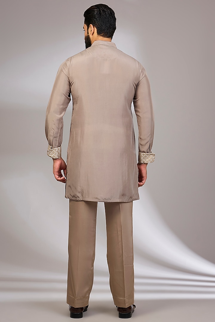 Copper Bronze Organza & Habutai Silk Bundi Set by ARJAN DUGAL at Pernia's Pop Up Shop