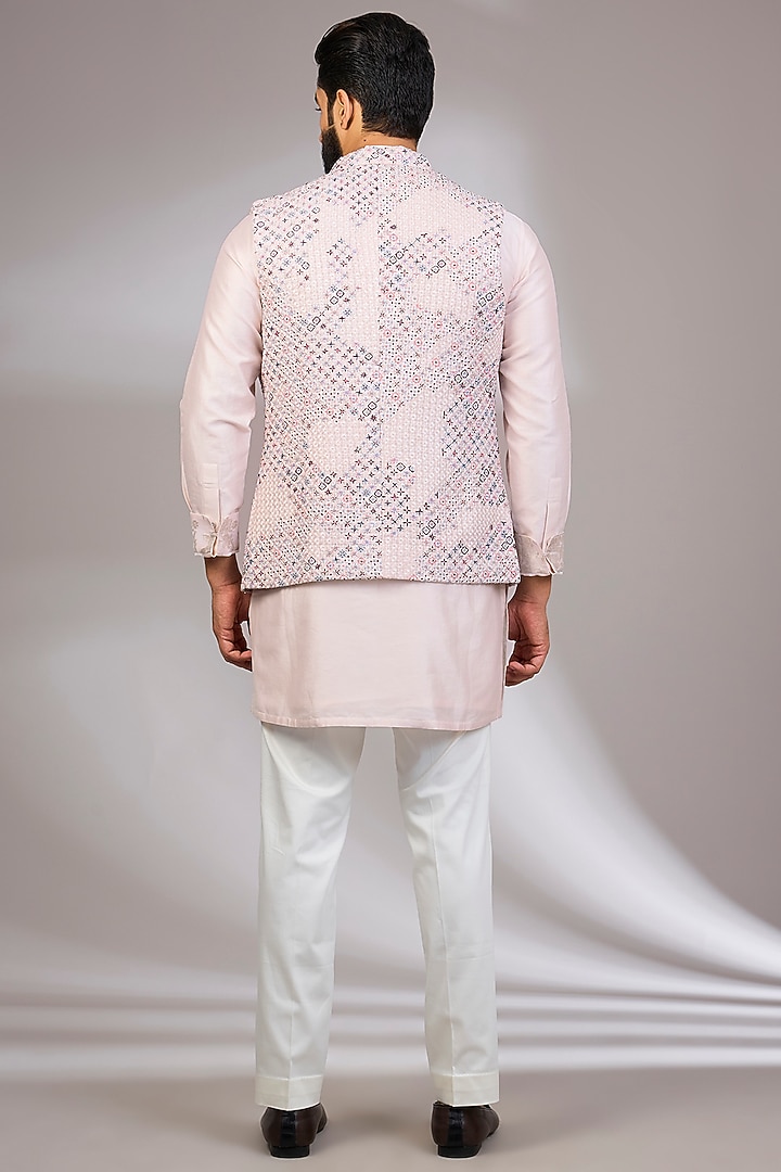 Powder Pink Organza & Habutai Silk Bundi Set by ARJAN DUGAL at Pernia's Pop Up Shop