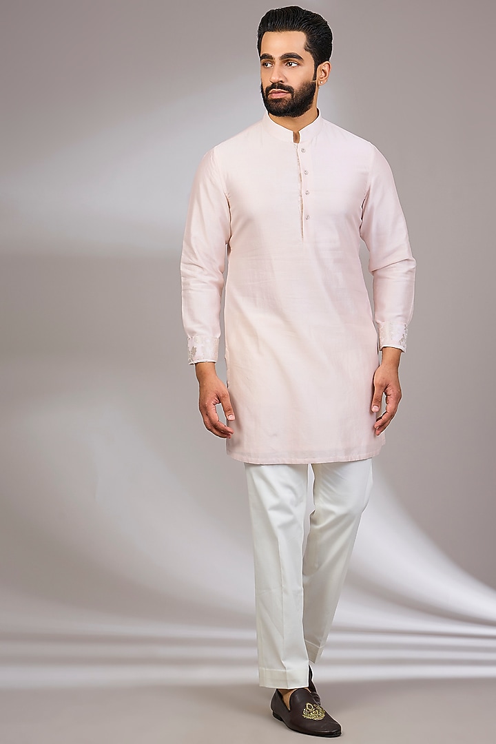Powder Pink Organza & Habutai Silk Bundi Set by ARJAN DUGAL at Pernia's Pop Up Shop