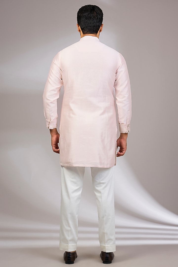 Powder Pink Organza & Habutai Silk Bundi Set by ARJAN DUGAL at Pernia's Pop Up Shop