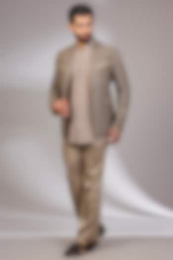 Copper Bronze Organza & Habutai Silk Bundi Set by ARJAN DUGAL at Pernia's Pop Up Shop