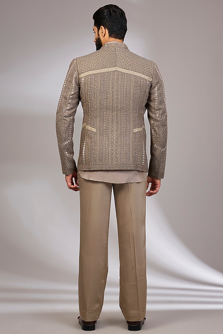 Copper Bronze Organza & Habutai Silk Bundi Set by ARJAN DUGAL at Pernia's Pop Up Shop