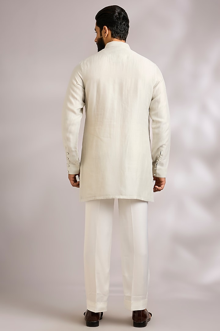 Grey Organza Groom Indowestern Jacket Set by ARJAN DUGAL at Pernia's Pop Up Shop