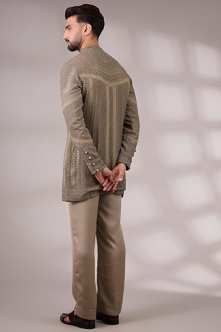 Copper Bronze Georgette & Satin Kurta Set by ARJAN DUGAL at Pernia's Pop Up Shop