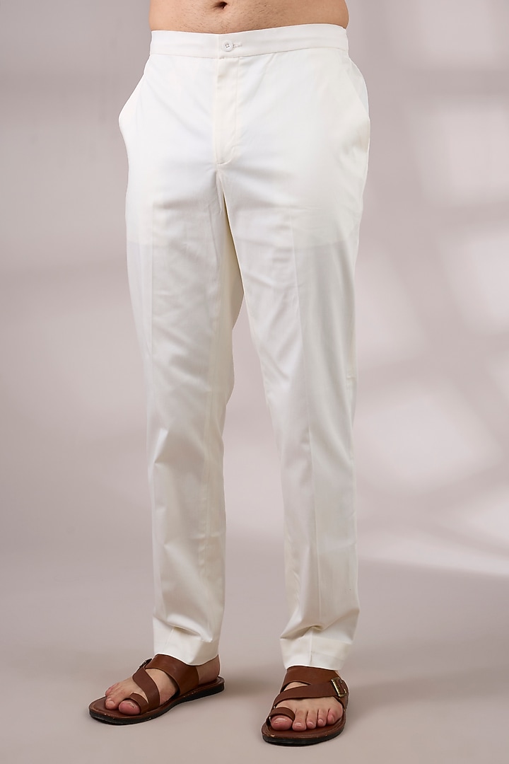 White Chanderi & Satin Kurta Set by ARJAN DUGAL at Pernia's Pop Up Shop
