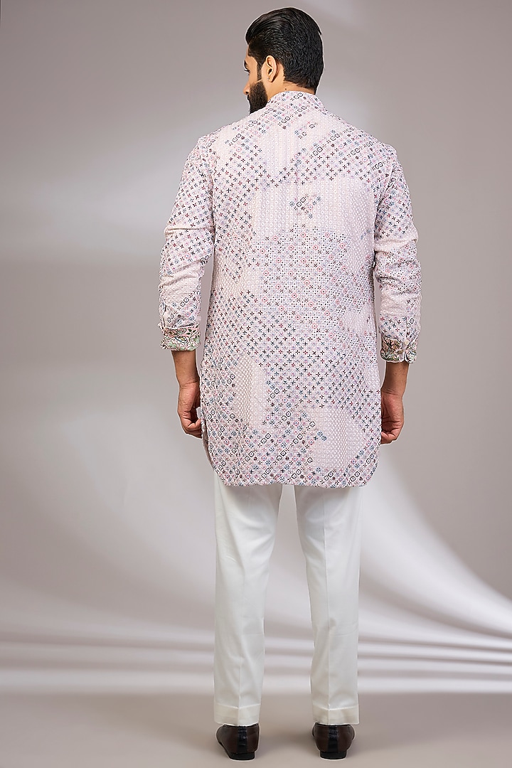 Powder Pink Georgette & Satin Kurta Set by ARJAN DUGAL at Pernia's Pop Up Shop
