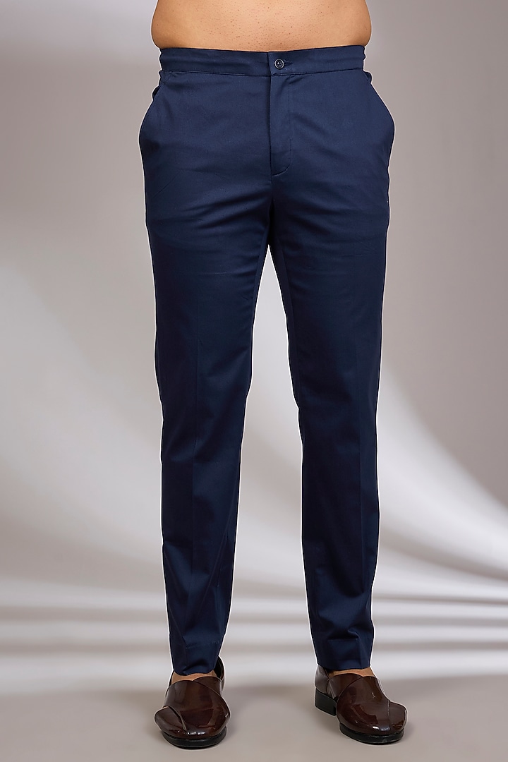 Navy Blue Georgette & Satin Kurta Set by ARJAN DUGAL at Pernia's Pop Up Shop