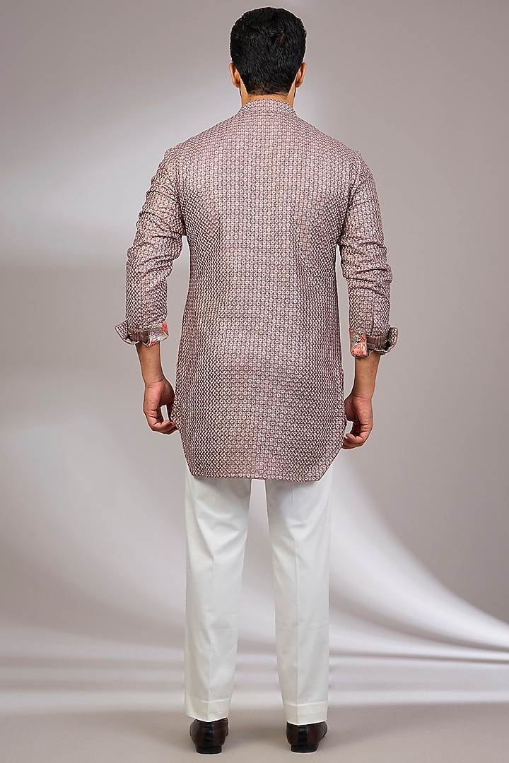 Brown Georgette & Satin Kurta Set by ARJAN DUGAL at Pernia's Pop Up Shop