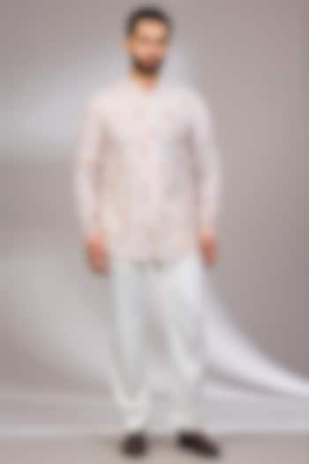 Powder Pink Georgette & Satin Kurta Set by ARJAN DUGAL at Pernia's Pop Up Shop