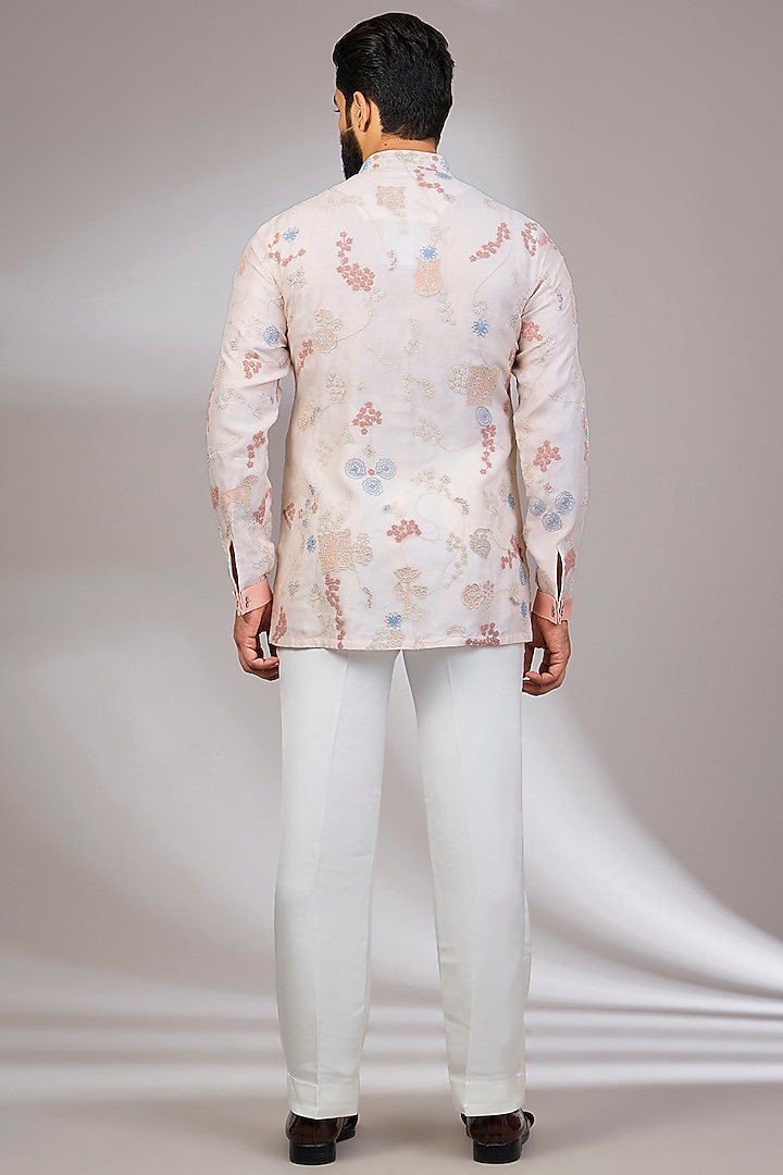 Powder Pink Georgette & Satin Kurta Set by ARJAN DUGAL at Pernia's Pop Up Shop