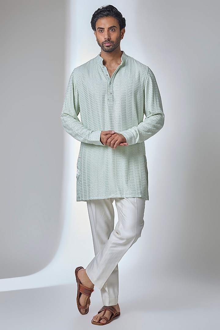 Mint Green Georgette Kurta Set by ARJAN DUGAL at Pernia's Pop Up Shop