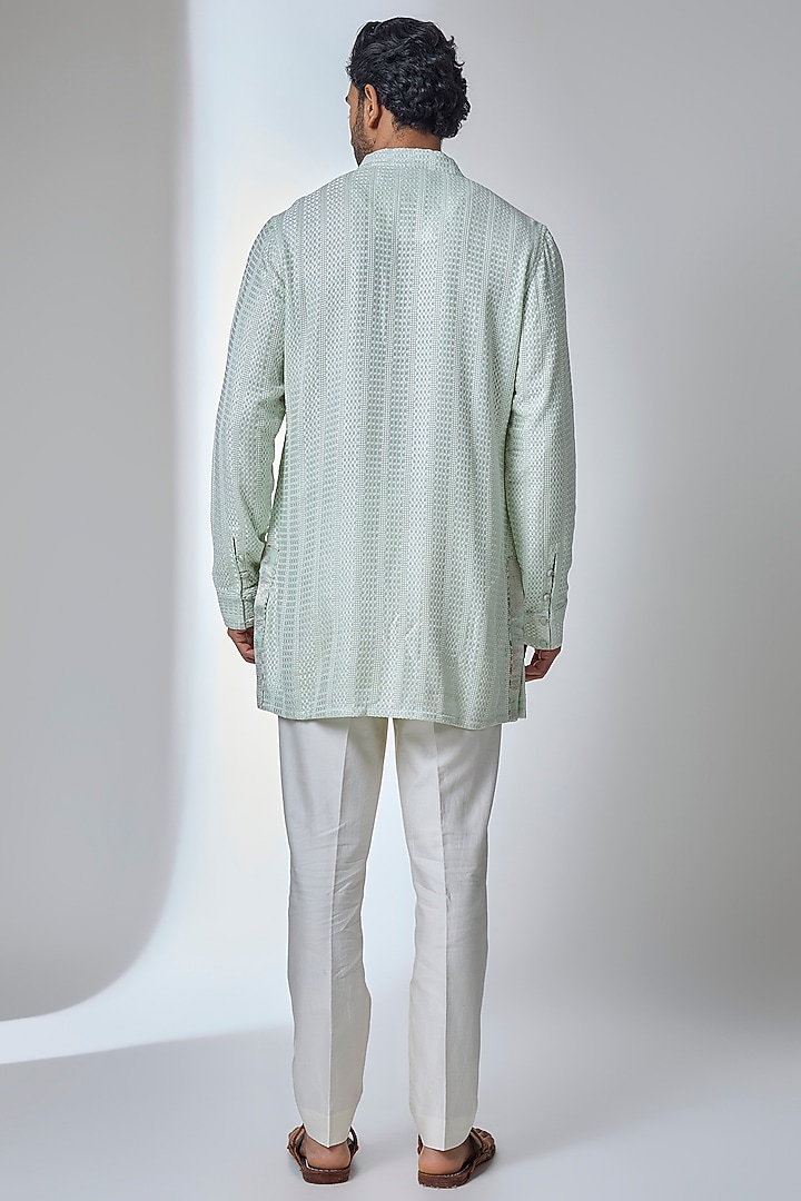 Mint Green Georgette Kurta Set by ARJAN DUGAL at Pernia's Pop Up Shop