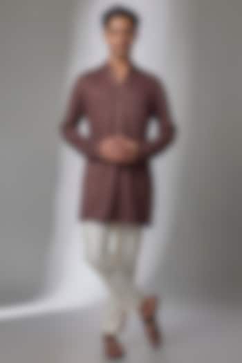 Espresso Georgette Kurta Set by ARJAN DUGAL at Pernia's Pop Up Shop