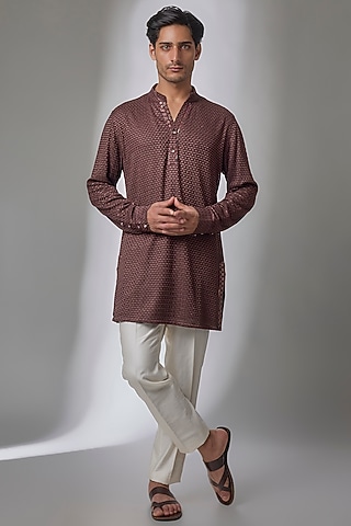 Espresso Georgette Kurta Set by ARJAN DUGAL