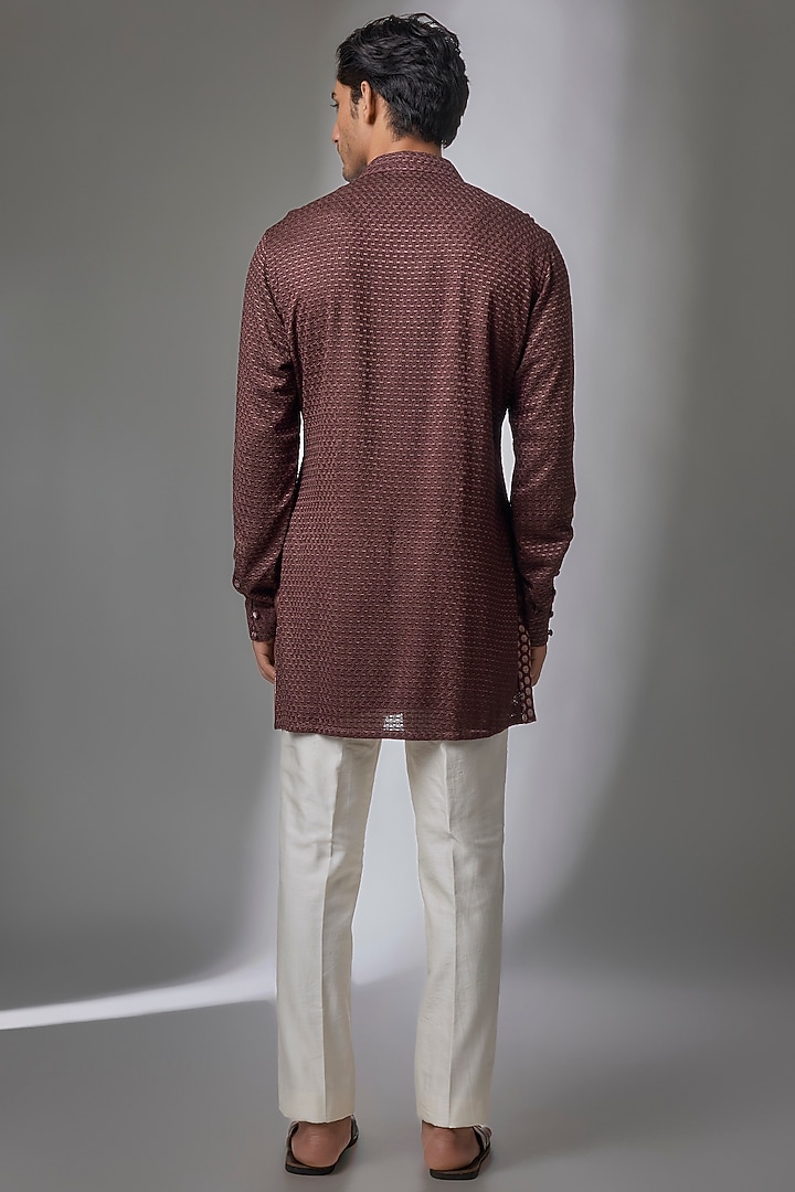 Espresso Georgette Kurta Set by ARJAN DUGAL at Pernia's Pop Up Shop