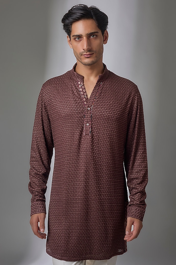 Espresso Georgette Kurta Set by ARJAN DUGAL at Pernia's Pop Up Shop
