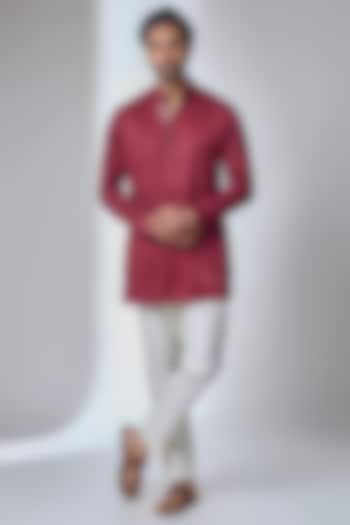 Ox-Blood Georgette Kurta Set by ARJAN DUGAL at Pernia's Pop Up Shop