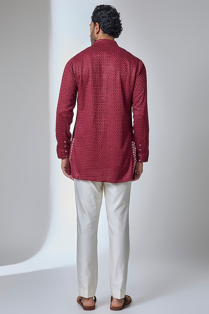 Ox-Blood Georgette Kurta Set by ARJAN DUGAL at Pernia's Pop Up Shop