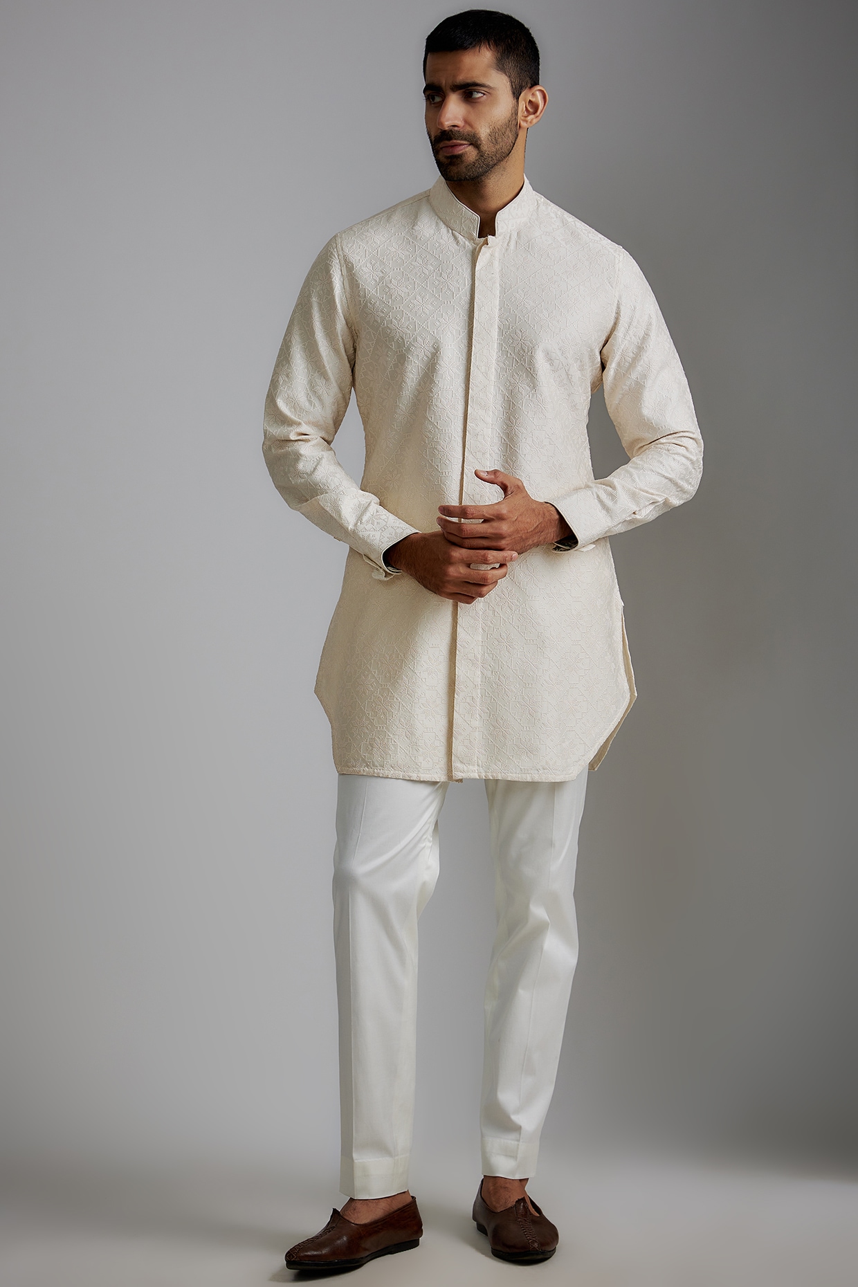 Buy White Kurta Pajama for men Online from Indian Designers 2024