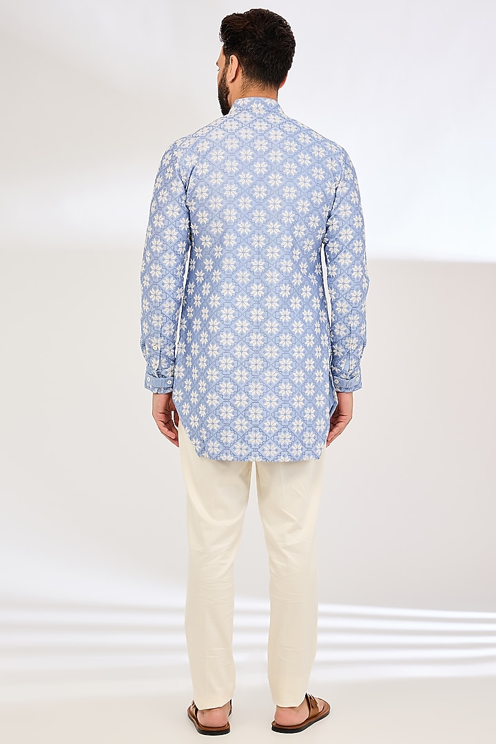 Persian Violet Organza & Cotton Satin Lycra Machine Embroidered & Printed Kurta Set by ARJAN DUGAL at Pernia's Pop Up Shop