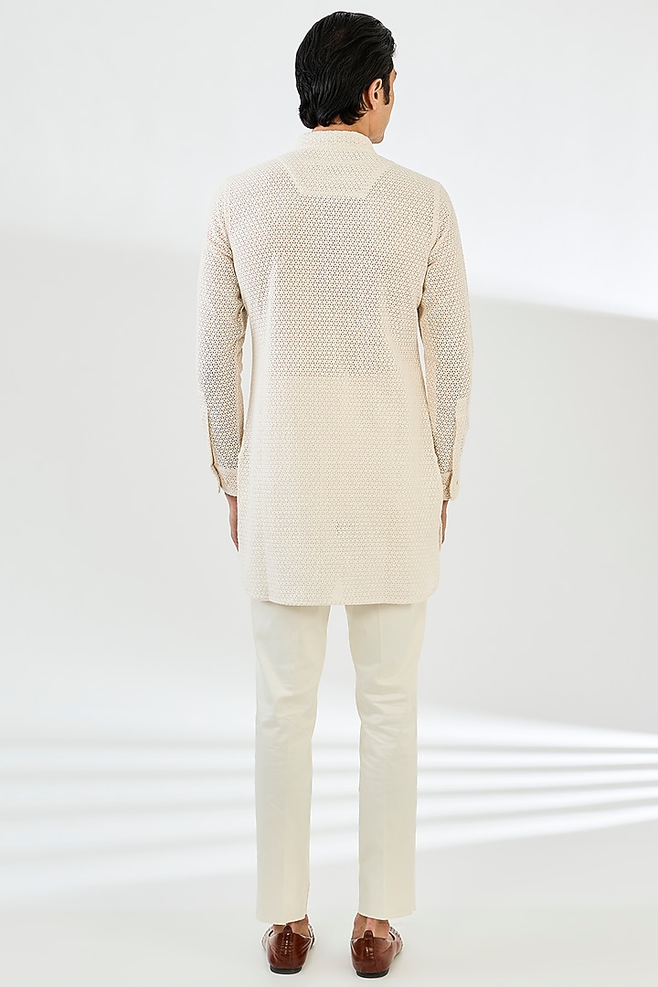 Off-White Organza Indo-Western Set by ARJAN DUGAL at Pernia's Pop Up Shop