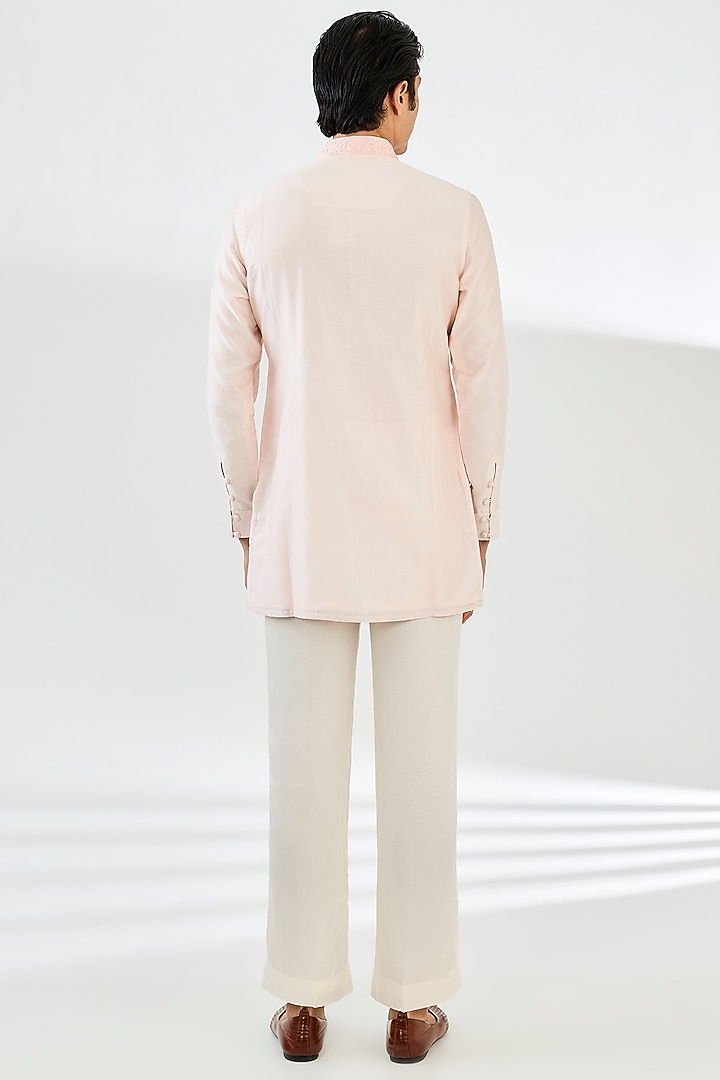 Pink Chanderi Silk Indo-Western Set by ARJAN DUGAL at Pernia's Pop Up Shop