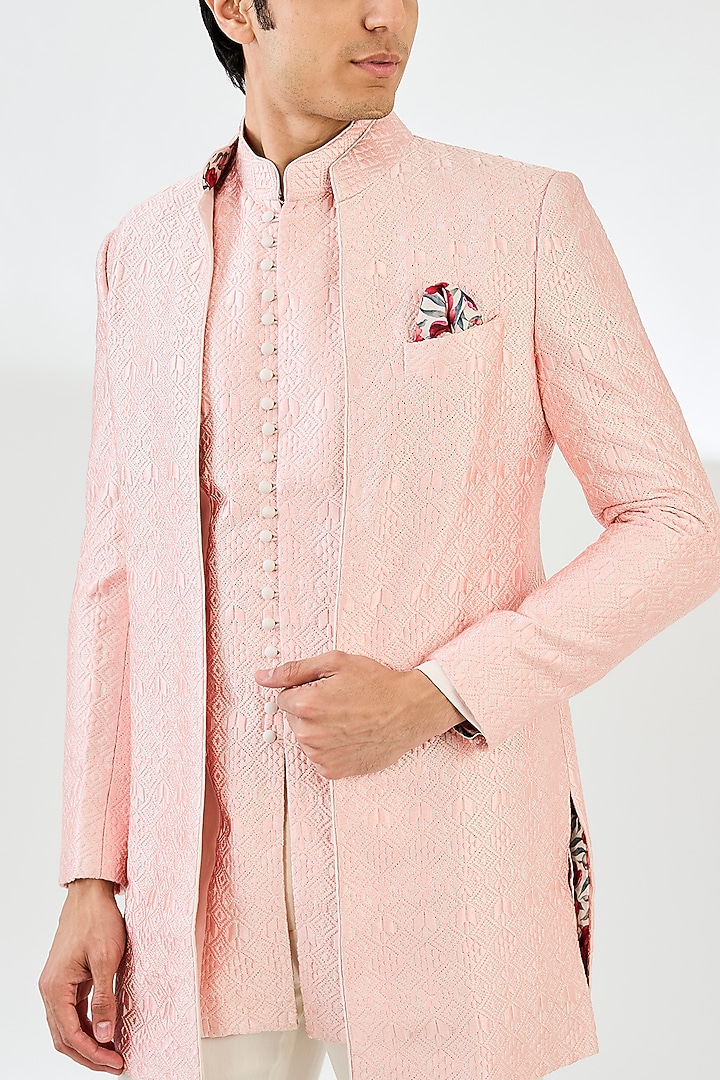 Pink Chanderi Silk Indo-Western Set by ARJAN DUGAL at Pernia's Pop Up Shop