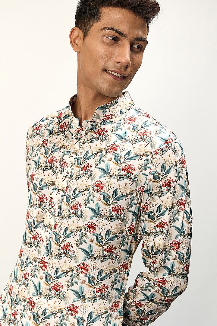 Ivory Modal Printed Kurta Set by ARJAN DUGAL at Pernia's Pop Up Shop